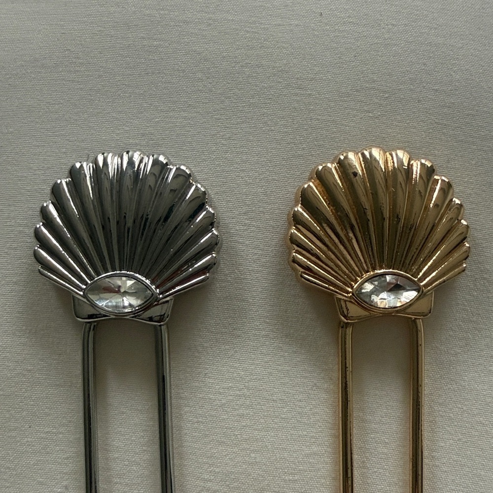 Anthropologie Ettika Scalloped Shell Hair Pin Pearl Jewel Claw Hair Bundle 4 - Picture 6 of 16